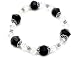 Classic Black and White Lucite Bicone Bead Stretch Fashion Bracelet
