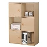 Furinno 3 Tier Bookcase Shelf with 3 Door/Round Handle, 11189SBE