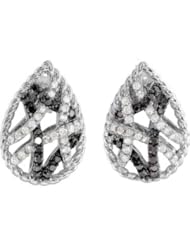 Black & White Diamond Earrings With Black Rhodium Plating 14K White Gold 1/2 Ct Tw Pair Black & White Diamond Earrings