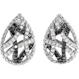 14K White Black & White Diamond Earrings With Black Rhodium Plating 1 2 Ct Tw Pair