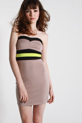 Purple Label - Women's Benny Color Blocked Tube Dress (Taupe)