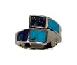 TF aussergewoehnlicher Wickelring mit Lapis und Tuerkis, Sterling-Silber 925 Gr��e 56 (17.8) - Damen