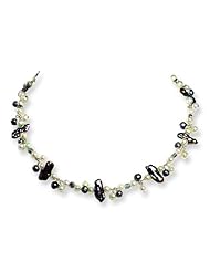 Sterling Silver Peacock/White Freshwater Cultured Pearl Necklace