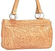 American West 'Santa Fe Trails' 3 Compartment Cowgirl Tote; Tooled Natural Tan Leather
