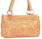 American West 'Santa Fe Trails' 3 Compartment Cowgirl Tote; Tooled Natural Tan Leather