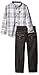 Calvin Klein Boys' Shirt and Jeans Pants Set- Gray Plaid Shirt