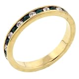 Round Cut Cz & Emerald Band Ring