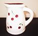 Ronnie's Terramoto Ceramic, Medium Pitcher 1.5 Quart, Floating Cherries with Cherry Red Interior