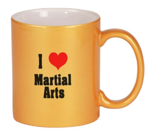 I Love/Heart Martial Arts Coffee Mug Metallic Gold 11 oz