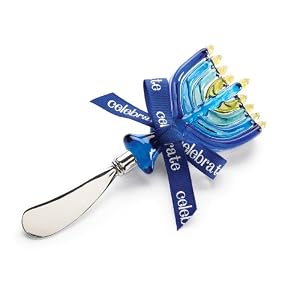 Mud Pie Happy Chanukah 6-1 2-Inch Spreader with Glass Menorah Handle by 