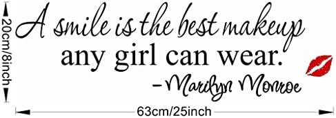 Marilyn Monroe Classic English Sayings A Smile Is the Best Makeup Removable Home Decals Waterproof PVC Art Decoration Home Decor