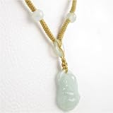 Green Jade Laughing Buddha on Gold Braided Cord, #8939