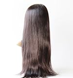 Full Lace Wigs Hand Made Human Hair Remy 100% Brazilian Virgin #1b Yaki Straight (10