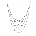14K White Gold D/C Beaded Necklace - 17"