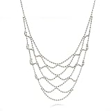 Jewelry : 14K White Gold D/C Beaded Necklace - 17'
