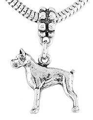 Sterling Silver Three Dimensional Boxer Dog Dangle Bead Charm