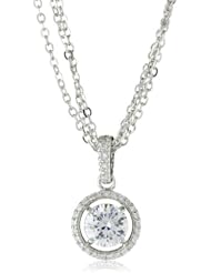 Cubic Zirconia by Kenneth Jay Lane "Radiant Rounds" Rhodium-Plated Floating Cubic Zirconia Pendant Necklace