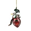 Miami Hurricanes NCAA Striped Acrylic Football Snowman Ornament (2.75)"