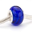 Murano Style Glass Lampwork Bead Fits Pandora Dark Cobalt Blue Stripe 14mm (1)