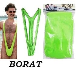 Borat Mankini Swimsuit Costume Suspender Thong Green