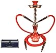 19" Silver Ruby 2-Hose Egyptian Hookah w/ Case