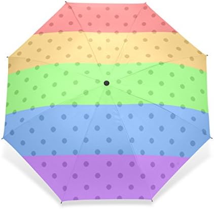 WORLDTEX Unique Design Cute Fashion Rainbow Polka Dot Windproof Travel Umbrella