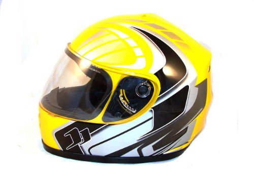 Youth Motorcycle Helmet Full Face DOT On Road Go Kart or Snowmobile Helmet Yellow