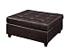 Faux Leather Square Ottoman Footstool with tufted look in Brown