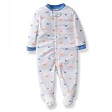 カーターズ（Carter's)男の子用パイル地ホワイトxブルー＆ネオンオレンジクジラちゃん柄足つきカバーオール 6months 6ヶ月用(61-67cm )男の子用白タオル地足付ロンパース出産祝い [