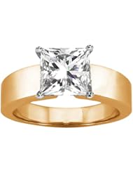 0.90 Ct Princess H/I I1 Diamond 14K Yellow Gold Ring
