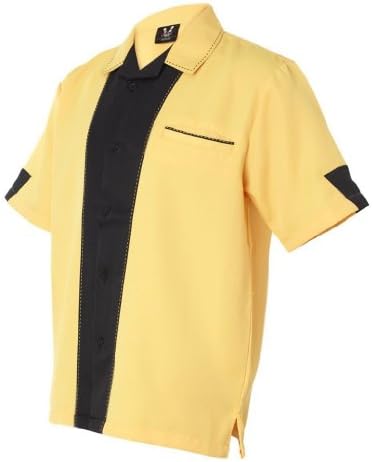 Hilton Monterey Retro Bowling Shirt (Medium, Gold/Black)