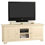 Jake 70 Inch Wide Three Door Flat Screen Television Console with Shelf by Stacks And Stacks (Ivory) (34.75