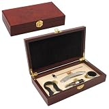 Picnic Time Syrah 5 Pc. Wine Access. Boxed Set w/ Rosewood Inlay (Dark Burled Wood)