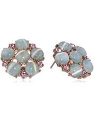 Betsey Johnson "Vintage Bows" Cats Eye Bead Flower Stud Earrings