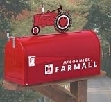 McCormick Farmall Rural Style Mailbox with Tractor Topper