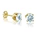 14K Yellow Gold Round Aquamarine Stud Earrings title=