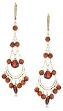 14k Yellow Gold Garnet and Goldstone Chandelier Earrings