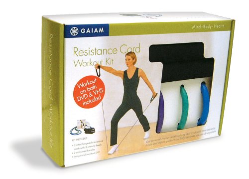 The Gaiam Resistance Cord Workout Kit is a complete resistance training system that provides three intensity levels and a full-length guided workout. Expert instructors demonstrate optimal technique and integrate stretching, strengthening, and cardio conditioning into efficient, non-impact workouts with variations for three skill levels. Comfort-grip handles attach easily to each resistance cord for a custom workout.