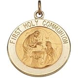 First Communion Medal in 14K Yellow Gold by 