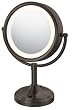 Lighted Two Sided Vanity 5X to 1X Mirror in Dark Bronze