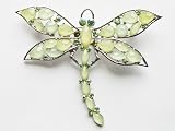 Elegant Light Green Tone Beaded Dragonfly Crystal Rhinestone Peridot Pin Brooch