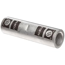 Morris Products 93236 Long Barrel Compression Splice, Aluminum, Black Color Code, 600mcm Wire Range
