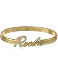 Betsey Johnson "Leopard Words" Rock Hinged Bangle Bracelet, 7.5"