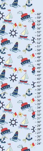 Kids Canvas Wall Art Nautical Nursery Growth Chart