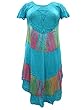 Tie Dye Embroidered Caftan Dresses Turquoise Blue Beach Cover Ups