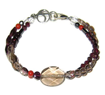 Smokey Quartz Garnet Hematite Bracelet