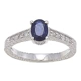 1.25ct Genuine Blue Sapphire Diamond Ring Vintage Style in Sterling Silver