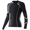 2XU Women's Elite Compression Long Sleeve Top (Black/Steel, Large)
