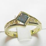 14K Blue and White Diamond Ring