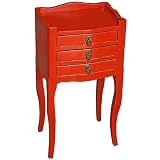 EXP Handmade Asian Furniture - 27" Elegant Antique Style Red Wood Cabriole Leg End Table - 3-Drawer
